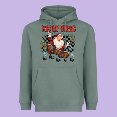 Merry Vibes Ho Ho Ho Heavyweight Hoodie Designed By Maliassmallbusiness