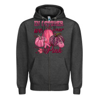 Charcoal Heather In october we wear pink Zipper Hoodie - NancyCooperArtShop