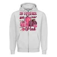 Dove Grey In october we wear pink Zipper Hoodie - NancyCooperArtShop