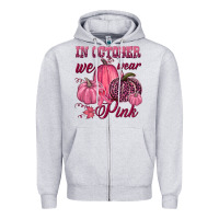 Heather Grey In october we wear pink Zipper Hoodie - NancyCooperArtShop