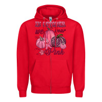 Red In october we wear pink Zipper Hoodie - NancyCooperArtShop