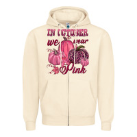 Sandshell In october we wear pink Zipper Hoodie - NancyCooperArtShop