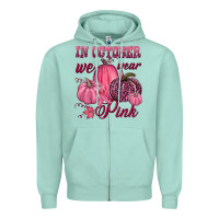 Seafoam In october we wear pink Zipper Hoodie - NancyCooperArtShop