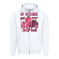 White In october we wear pink Zipper Hoodie - NancyCooperArtShop