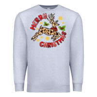Heather Grey merry christmas deer Premium Sweatshirt - MaliasSmallBusiness