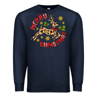 Navy merry christmas deer Premium Sweatshirt - MaliasSmallBusiness