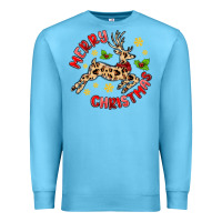 Ocean Blue merry christmas deer Premium Sweatshirt - MaliasSmallBusiness