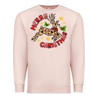 Pale Pink merry christmas deer Premium Sweatshirt - MaliasSmallBusiness