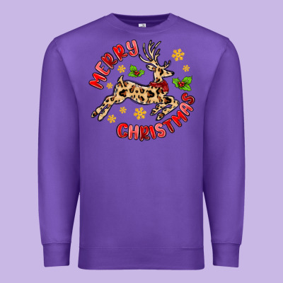 Merry Christmas Deer Premium Sweatshirt Designed By Maliassmallbusiness