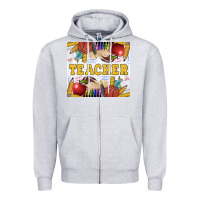 Heather Grey Teacher Equipment Zipper Hoodie - LillyAllenDesigns