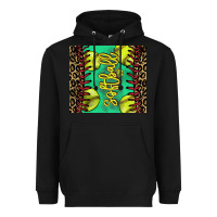 Black softball leopard Heavyweight Hoodie - NancyCooperArtShop