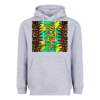 Heather Grey softball leopard Heavyweight Hoodie - NancyCooperArtShop