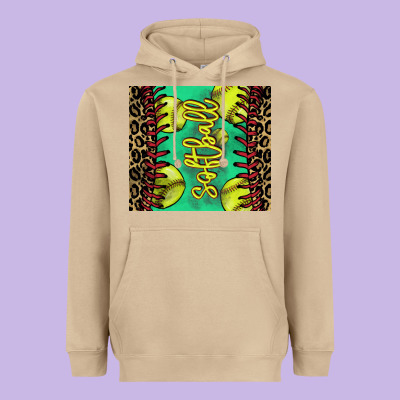Softball Leopard Heavyweight Hoodie Designed By Nancycooperartshop