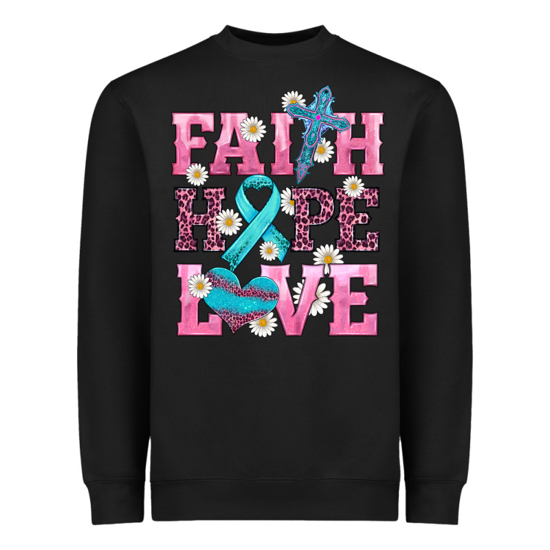 Faith Hope Love  Cross And Ribbon Heavyweight Sweatshirt by HRA Design Shop | Teevron