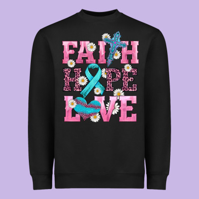 Faith Hope Love  Cross And Ribbon Heavyweight Sweatshirt Designed By Hra Design Shop