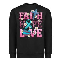 Black faith hope love  cross and ribbon Heavyweight Sweatshirt - HRA Design Shop