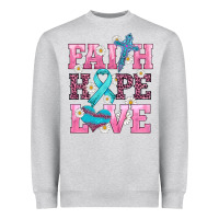 Heather Grey faith hope love  cross and ribbon Heavyweight Sweatshirt - HRA Design Shop