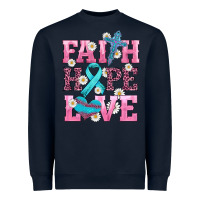 Navy faith hope love  cross and ribbon Heavyweight Sweatshirt - HRA Design Shop