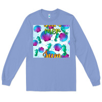 Colony Blue seahorse and sea shell seamless pattern Long Sleeve Tee - BundleAndBundleShop