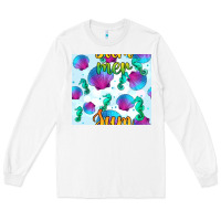 White seahorse and sea shell seamless pattern Long Sleeve Tee - BundleAndBundleShop