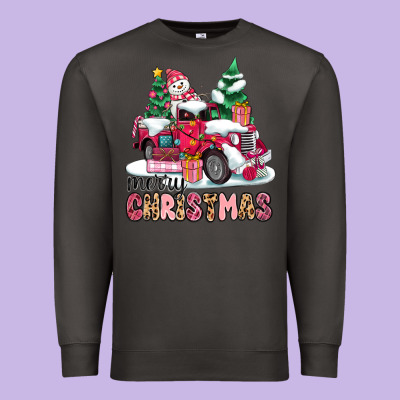 Pink Merry Christmas Premium Sweatshirt Designed By Maliassmallbusiness