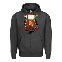 Charcoal Heather you serious clark highland cow Zipper Hoodie - Jasminsmagicworld