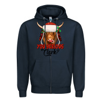 Navy you serious clark highland cow Zipper Hoodie - Jasminsmagicworld