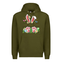 Army Green easter bunny name frame Premium Hoodie - Artiststas