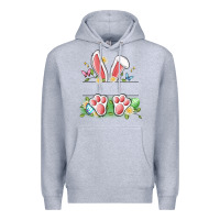 Heather Grey easter bunny name frame Premium Hoodie - Artiststas