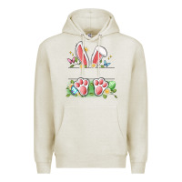 Oatmeal Heather easter bunny name frame Premium Hoodie - Artiststas