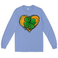 Colony Blue St. Patrick's Day Heart with Shamrock Long Sleeve Tee - Jasminsmagicworld