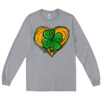 Heather Grey St. Patrick's Day Heart with Shamrock Long Sleeve Tee - Jasminsmagicworld