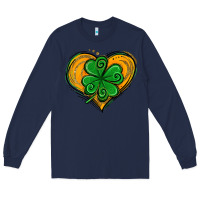 Navy St. Patrick's Day Heart with Shamrock Long Sleeve Tee - Jasminsmagicworld