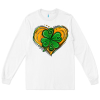 White St. Patrick's Day Heart with Shamrock Long Sleeve Tee - Jasminsmagicworld