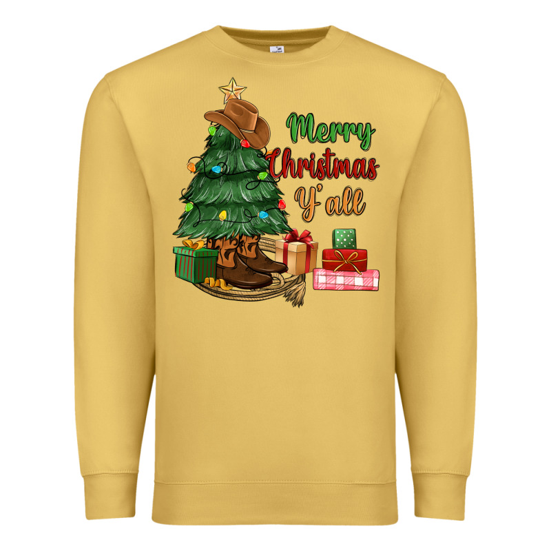 Merry Christmas Y'all Premium Sweatshirt by MaliasSmallBusiness | Teevron