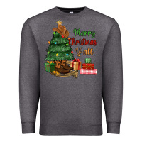 Charcoal Heather merry christmas y'all Premium Sweatshirt - MaliasSmallBusiness