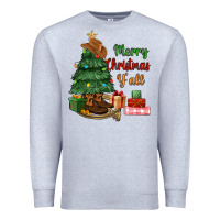 Heather Grey merry christmas y'all Premium Sweatshirt - MaliasSmallBusiness