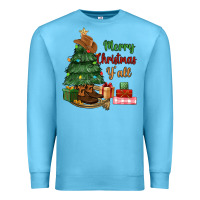 Ocean Blue merry christmas y'all Premium Sweatshirt - MaliasSmallBusiness