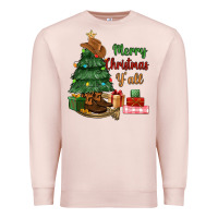 Pale Pink merry christmas y'all Premium Sweatshirt - MaliasSmallBusiness