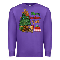 Purple merry christmas y'all Premium Sweatshirt - MaliasSmallBusiness