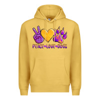 Antique Gold peace love dogs Premium Hoodie - AdoDesignShop