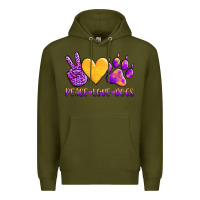 Army Green peace love dogs Premium Hoodie - AdoDesignShop