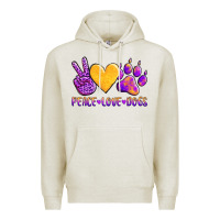 Oatmeal Heather peace love dogs Premium Hoodie - AdoDesignShop