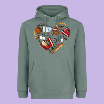 Bake Tools Hearts Heavyweight Hoodie Designed By Nancycooperartshop
