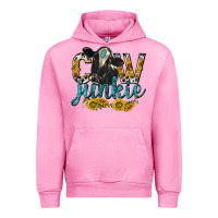 Fuchsia Pink Cow Junkie with Cow Urban Hoodie - texasbilliewilder