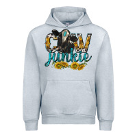 Heather Grey Cow Junkie with Cow Urban Hoodie - texasbilliewilder