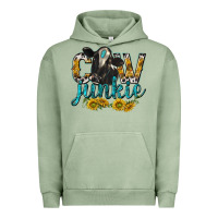 Pigment Oil Green Cow Junkie with Cow Urban Hoodie - texasbilliewilder