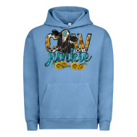 Pigment Pebble Blue Cow Junkie with Cow Urban Hoodie - texasbilliewilder