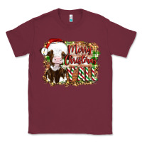Burgundy merry christmas y'all cow Classic Tee - Artiststas