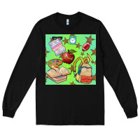 Black school seamless pattern Long Sleeve Tee - BundleAndBundleShop
